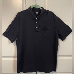 Lands' End Black Polo Shirt Short Sleeves Classic Design size XL